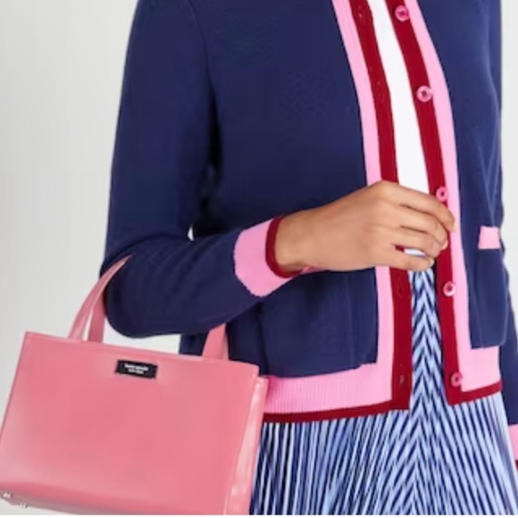 Kate Spade Sam Icon Small Tote Spazzolato Leather Feather Pink - Picture 3 of 8